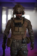 Image showing modern warfare soldier in urban environment