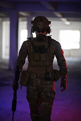 Image showing modern warfare soldier in urban environment