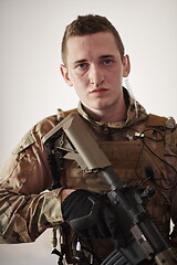 Image showing modern warfare soldier portrait in urban environment