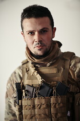 Image showing modern warfare soldier portrait in urban environment