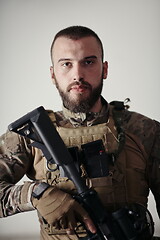 Image showing modern warfare soldier portrait in urban environment