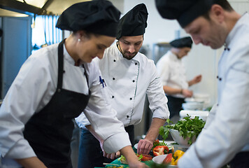 Image showing team cooks and chefs preparing meals