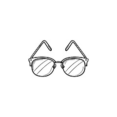 Image showing Eyeglasses hand drawn outline doodle icon.