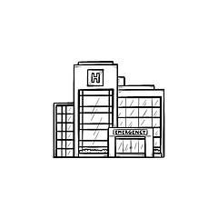 Image showing Hospital building hand drawn outline doodle icon.