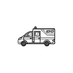 Image showing Ambulance car hand drawn outline doodle icon.