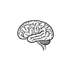 Image showing Human brain hand drawn outline doodle icon.