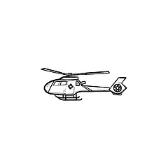 Image showing Medical helicopter hand drawn outline doodle icon.