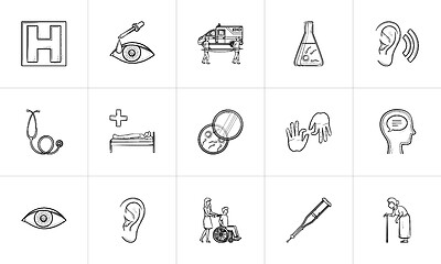 Image showing Medicine hand drawn outline doodle icon set.