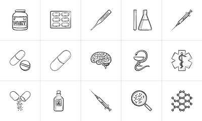 Image showing Medicine hand drawn outline doodle icon set.