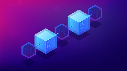 Image showing Isometric blockchain network architecture concept.