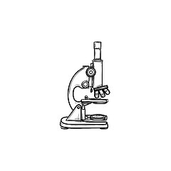 Image showing Microscope hand drawn outline doodle icon.