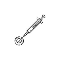 Image showing Stomatology injection hand drawn outline doodle icon.