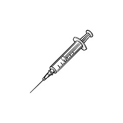 Image showing Syringe hand drawn outline doodle icon.