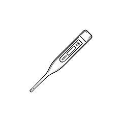 Image showing Medical thermometer hand drawn outline doodle icon.
