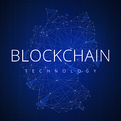 Image showing Blockchain technology hud banner with Germany map.