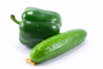 Image showing green ball pepper and cucumber