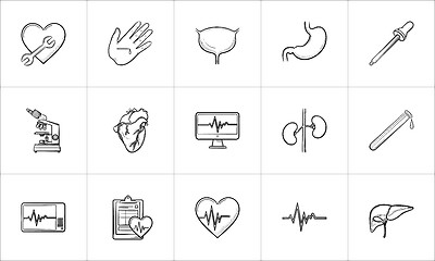 Image showing Medicine hand drawn outline doodle icon set.