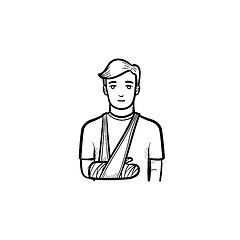 Image showing Patient with broken arm hand drawn outline doodle icon