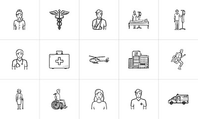 Image showing Medicine hand drawn outline doodle icon set.