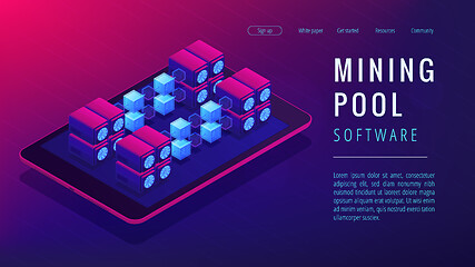 Image showing Isometric mining pool landing page concept.