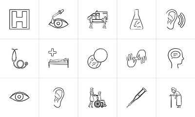 Image showing Medicine hand drawn outline doodle icon set.