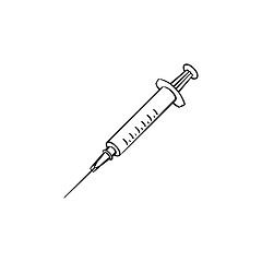 Image showing Syringe hand drawn outline doodle icon.