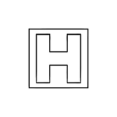 Image showing Hospital sign in square hand drawn outline doodle icon.