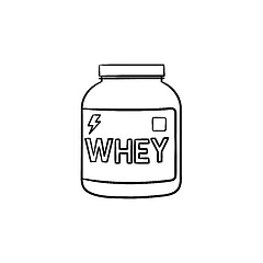 Image showing Sport nutrition hand drawn outline doodle icon.
