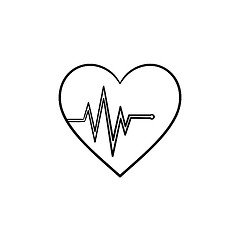 Image showing Heart beat rate hand drawn outline doodle icon.