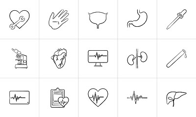 Image showing Medicine hand drawn outline doodle icon set.