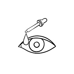 Image showing A pipette and eye hand drawn outline doodle icon.