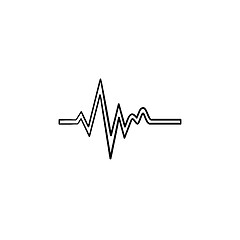 Image showing Heatbeat trace on cardiogram hand drawn outline doodle icon.