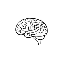 Image showing Human brain hand drawn outline doodle icon.