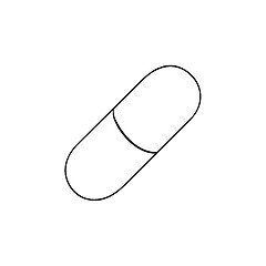 Image showing Capsule pill hand drawn outline doodle icon.