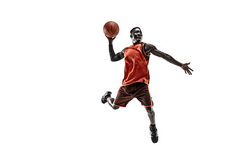 Image showing Full length portrait of a basketball player with ball