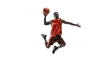 Image showing Full length portrait of a basketball player with ball