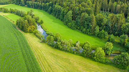 Image showing aerial view image of the river Neckar near Neckarhausen Germany