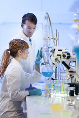 Image showing Young chemists researching in life science laboratory.