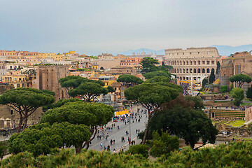 Image showing ROME, ITALY - APRILL 21, 2019: erial scenic view of Rome, Italy. Scenery of Roma city