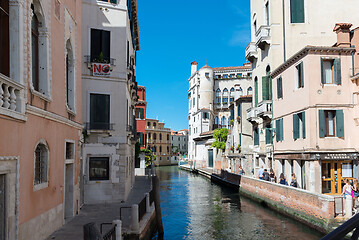 Image showing VENICE, ITALY - AUGUST 14, 2016: Typical canals with old houses