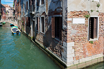 Image showing VENICE, ITALY - AUGUST 14, 2016: Typical canals with old houses