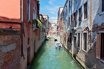 Image showing VENICE, ITALY - AUGUST 14, 2016: Typical canals with old houses