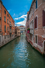 Image showing VENICE, ITALY - MAY 23, 2013: Typical canals with old houses