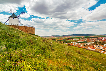 Image showing View of windmills in Consuegra, Spain