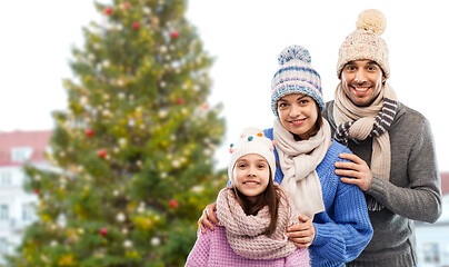 Image showing happy family over christmas tree in tallinn