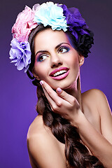 Image showing beautiful girl with purple makeup