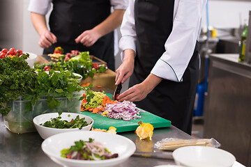 Image showing team cooks and chefs preparing meals