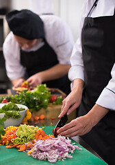 Image showing team cooks and chefs preparing meals