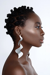 Image showing Beautiful black girl with big earrings