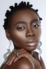 Image showing Beautiful black girl with big earrings